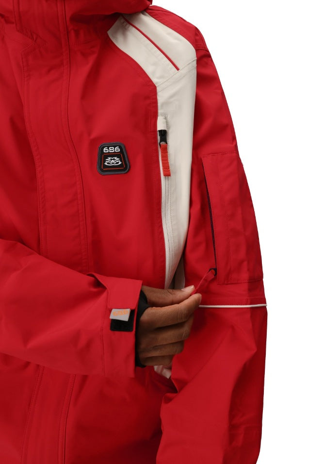 686 ロクハチロク MENS 2002 X3 SHELL JACKET TRUE RED COLORBLOCK 25-26 スノーボード ウェア