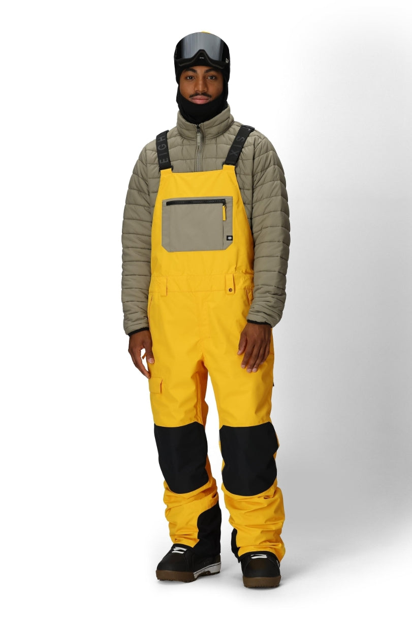 686 ロクハチロク MENS 20K HOT LAP SHELL BIB YELLOW GOLD COLORBLOCK 25-26 スノーボード ウェア
