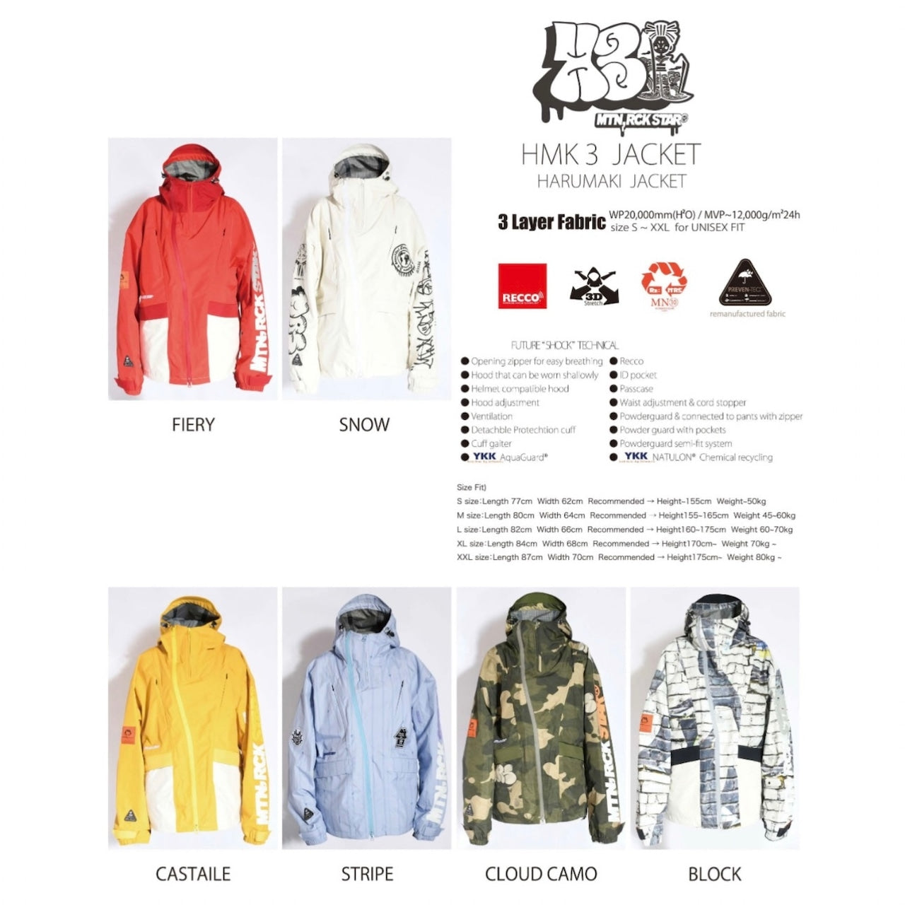 MTN,ROCK STAR 『 HMK 3 JACKET 』 早期予約 25-26 マウンテンロックッスター HARUMAKI JACKET スノーボード ウェア ハルマキジャケット カービング グラトリ ラントリ バックカントリー パウダー