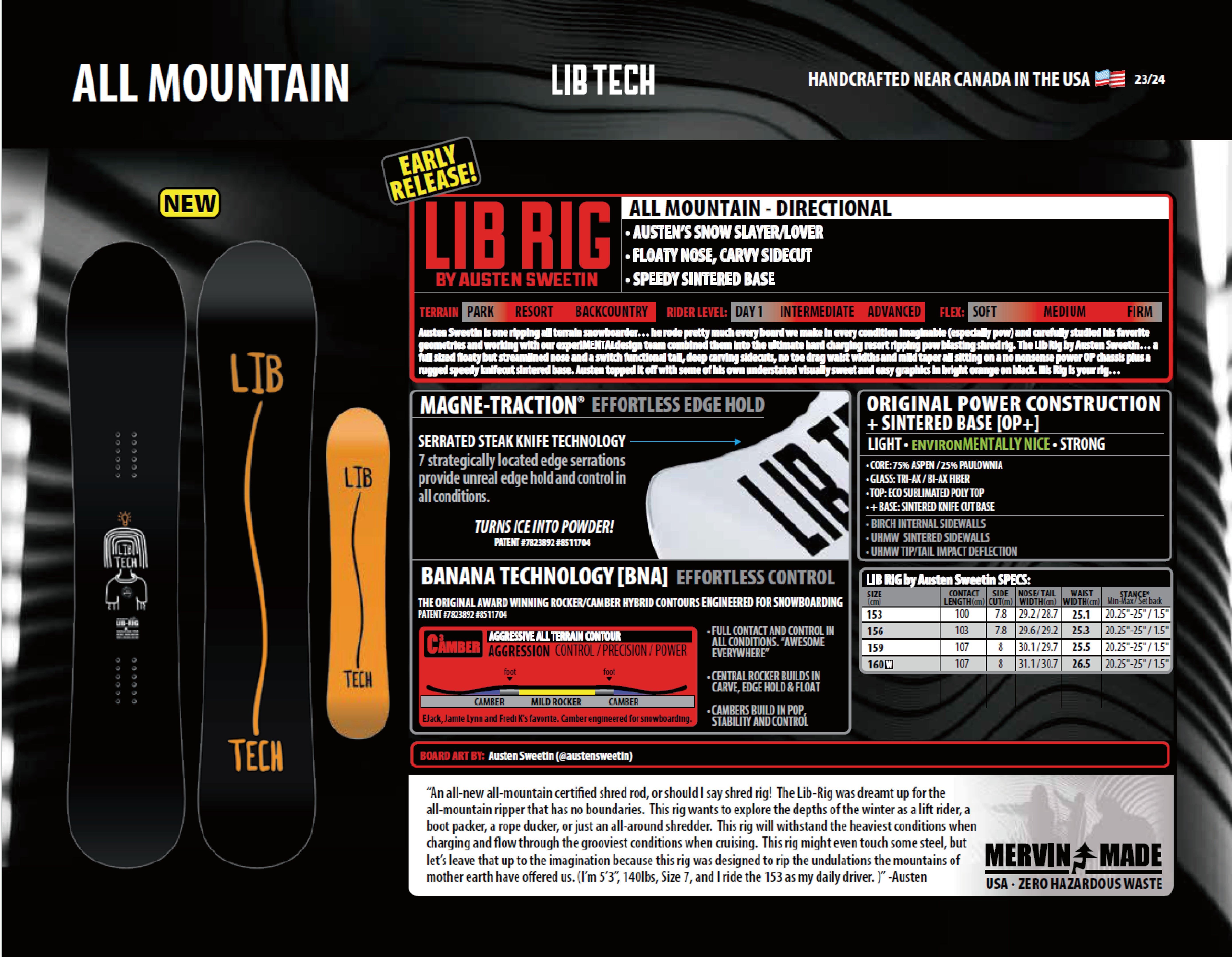 スノーボード ボード リブテック LIBTECH LIB RIG 23-24 送料無料 日本正規品 店頭受け取り可能