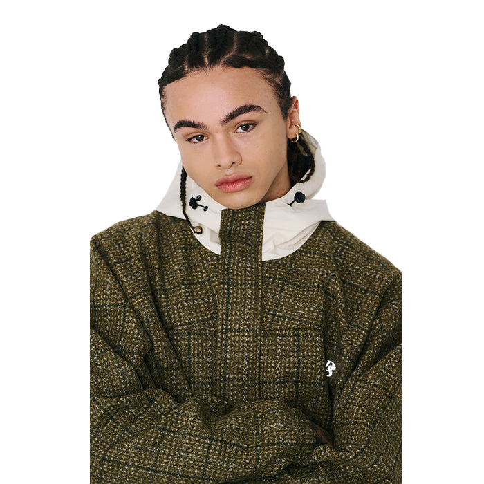 スノーボード ウェア ビーエスラビット BSRABBIT DSXBS CLASSIC WOOL HOODED JACKET KHAKI CHECK 25-26 送料無料 日本正規品