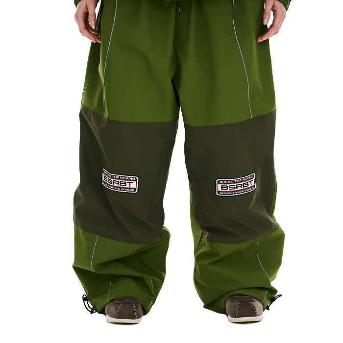 スノーボード ウェア ビーエスラビット BSRABBIT PATCHED UTILITY SUPER WIDE VENTILATION PANTS GREEN 25-26 日本正規品