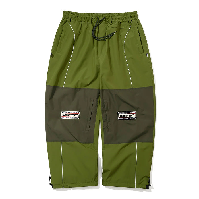 スノーボード ウェア ビーエスラビット BSRABBIT PATCHED UTILITY SUPER WIDE VENTILATION PANTS GREEN 25-26 日本正規品