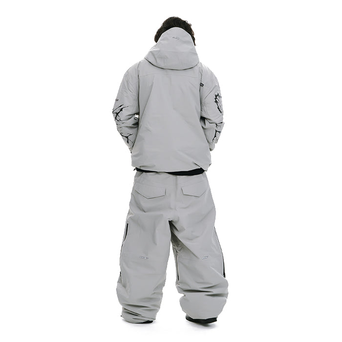 スノーボード ウェア ビーエスラビット BSRABBIT DUAL ZIP SEAM SEALING HOODED JACKET INK SPLATTER GRAY 25-26 送料無料 日本正規品