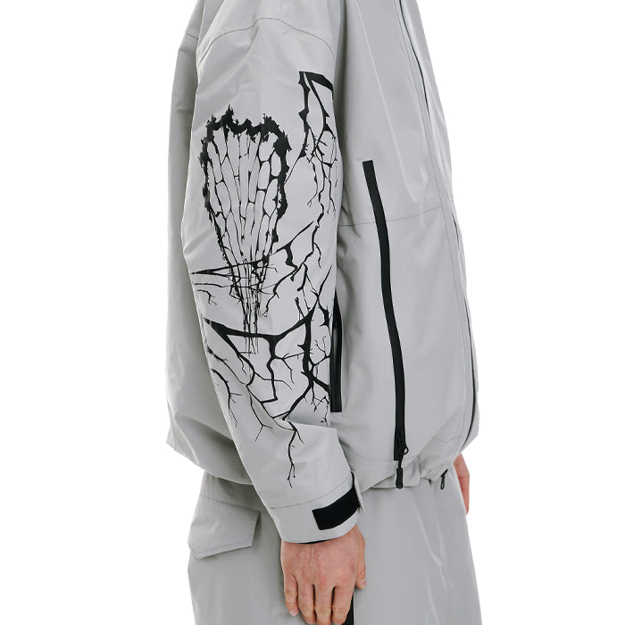 スノーボード ウェア ビーエスラビット BSRABBIT DUAL ZIP SEAM SEALING HOODED JACKET INK SPLATTER GRAY 25-26 送料無料 日本正規品