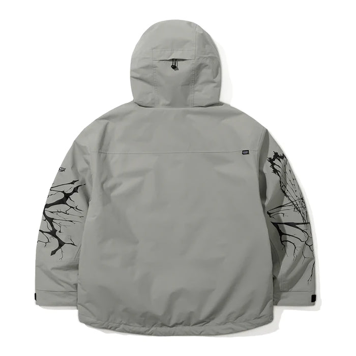 スノーボード ウェア ビーエスラビット BSRABBIT DUAL ZIP SEAM SEALING HOODED JACKET INK SPLATTER GRAY 25-26 送料無料 日本正規品