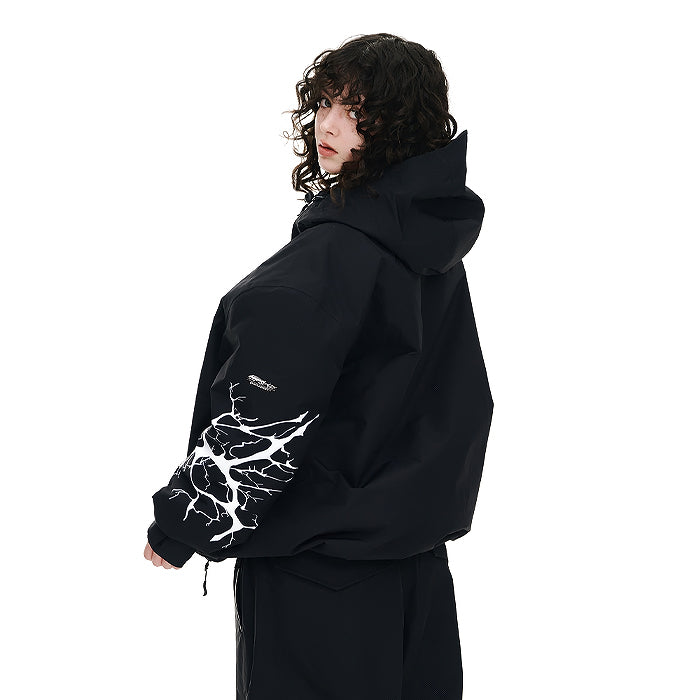 スノーボード ウェア ビーエスラビット BSRABBIT DUAL ZIP SEAM SEALING HOODED JACKET INK SPLATTER BLACK 25-26 送料無料 日本正規品