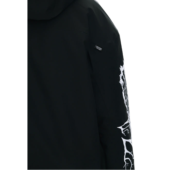 スノーボード ウェア ビーエスラビット BSRABBIT DUAL ZIP SEAM SEALING HOODED JACKET INK SPLATTER BLACK 25-26 送料無料 日本正規品