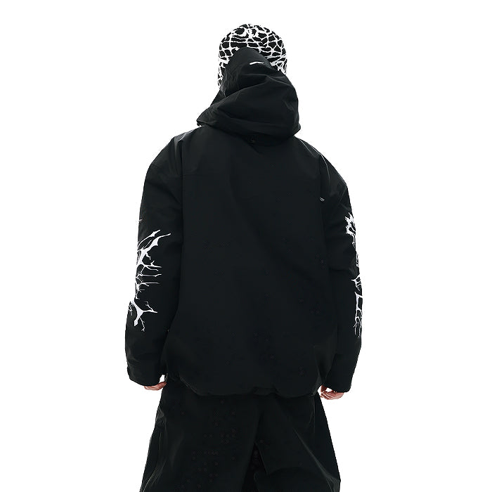 スノーボード ウェア ビーエスラビット BSRABBIT DUAL ZIP SEAM SEALING HOODED JACKET INK SPLATTER BLACK 25-26 送料無料 日本正規品