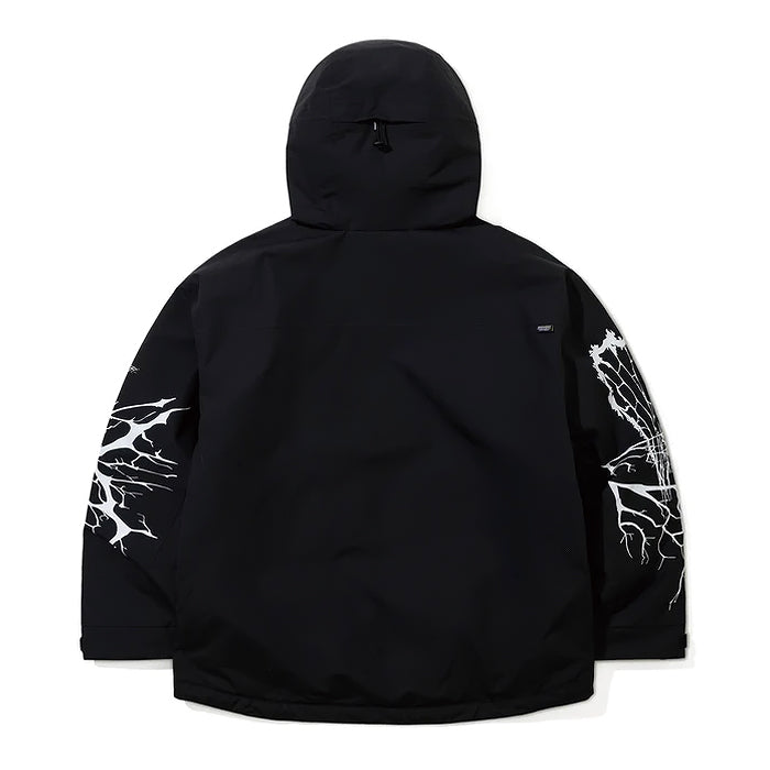 スノーボード ウェア ビーエスラビット BSRABBIT DUAL ZIP SEAM SEALING HOODED JACKET INK SPLATTER BLACK 25-26 送料無料 日本正規品