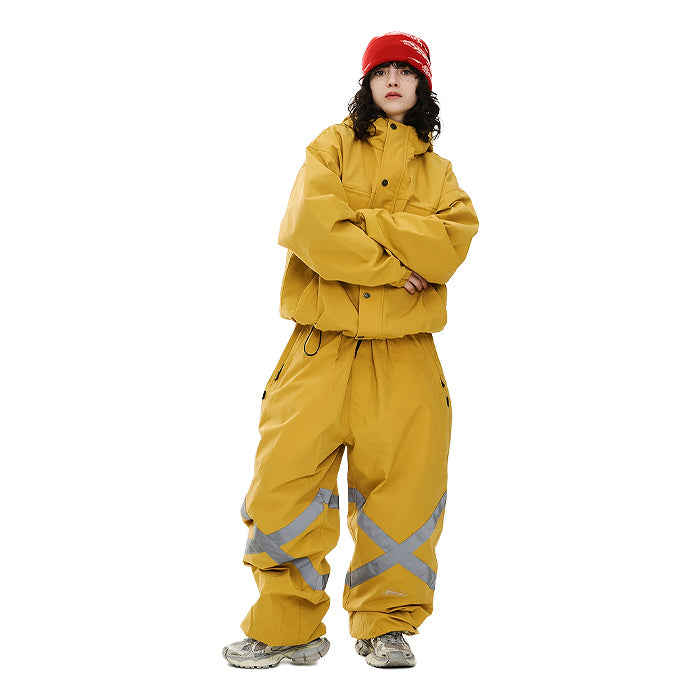 スノーボード ウェア ビーエスラビット BSRABBIT ORIGINAL POT-X REFLECTIVE WIDE JOGGER PANTS MUSTARD 25-26 日本正規品