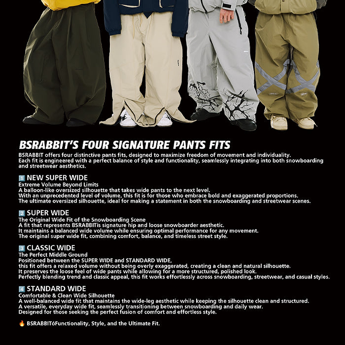スノーボード ウェア ビーエスラビット BSRABBIT PATCHED UTILITY SUPER WIDE VENTILATION PANTS GREEN 25-26 日本正規品