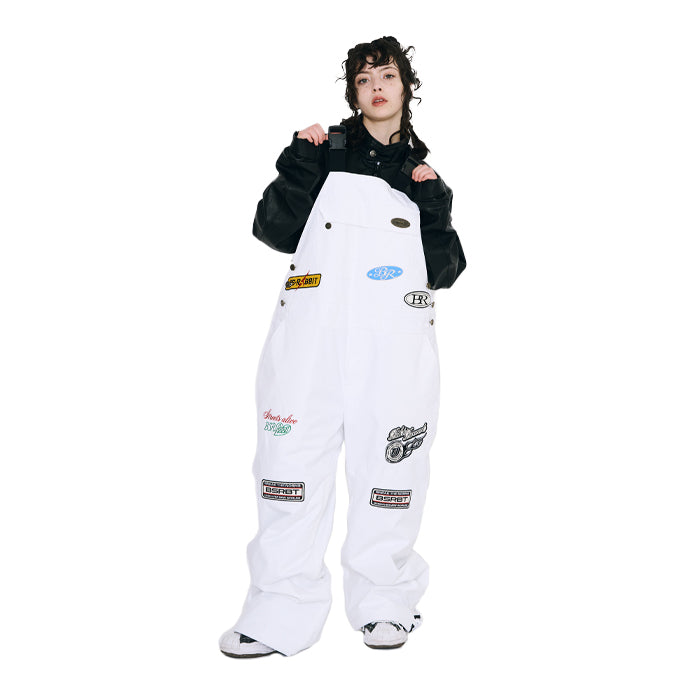 スノーボード ウェア ビーエスラビット BSRABBIT VARIETY PATCHWORK WIDE BIB PANTS WHITE 25-26 送料無料 日本正規品 予約商品 店頭受け取り可能