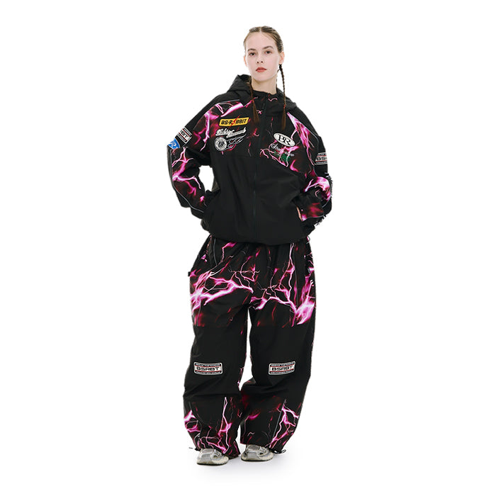 スノーボード ウェア ビーエスラビット BSRABBIT PATCHED UTILITY SUPER WIDE VENTILATION PANTS BLACK / THUNDER PINK 25-26 送料無料 日本正規品 予約商品 店頭受け取り可能