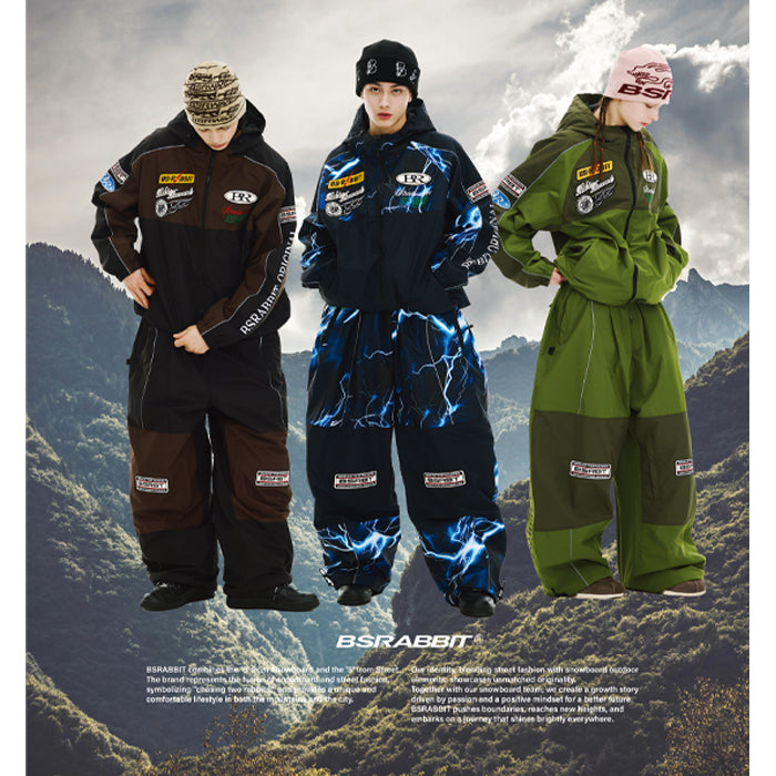 スノーボード ウェア ビーエスラビット BSRABBIT PATCHED UTILITY SUPER WIDE VENTILATION PANTS GREEN 25-26 送料無料 日本正規品 予約商品 店頭受け取り可能