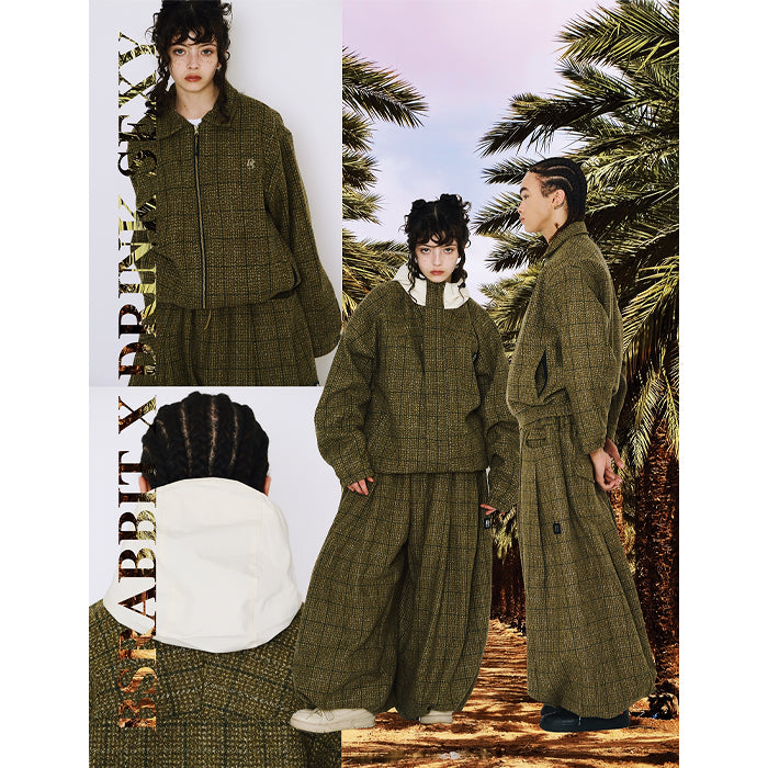 スノーボード ウェア ビーエスラビット BSRABBIT DSXBS CLASSIC WOOL NEW SUPER WIDE VENTILATION JOGGER PANTS KHAKI CHECK 25-26 送料無料 日本正規品 予約商品 店頭受け取り可能