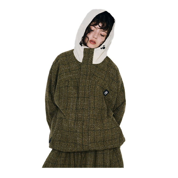 スノーボード ウェア ビーエスラビット BSRABBIT DSXBS CLASSIC WOOL HOODED JACKET KHAKI CHECK 25-26 送料無料 日本正規品 予約商品 店頭受け取り可能