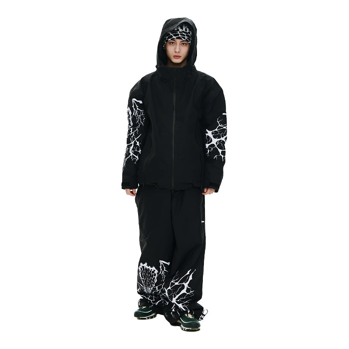 スノーボード ウェア ビーエスラビット BSRABBIT SPECIAL SEAM SEALING WIDE VENTILATION PANTS INK SPLATTER BLACK 25-26 送料無料 日本正規品 予約商品 店頭受け取り可能