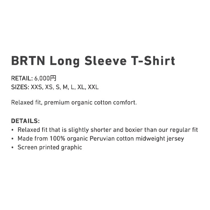 スノーボード ウェア バートン BURTON BRTN Long Sleeve T-Shirt True Black 25-26 送料無料 日本正規品 予約商品 店頭受け取り可能