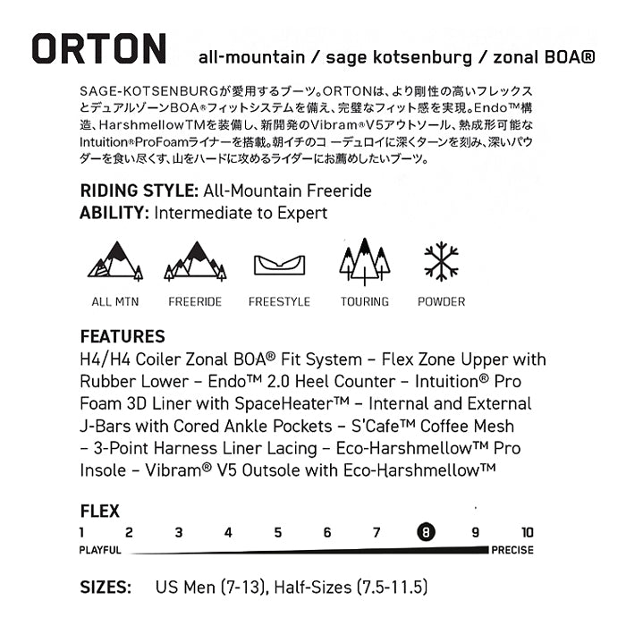 スノーボード ブーツ ケーツー K2 ORTON DOPAMINE 25-26 送料無料 日本正規品 予約商品 店頭受け取り可能
