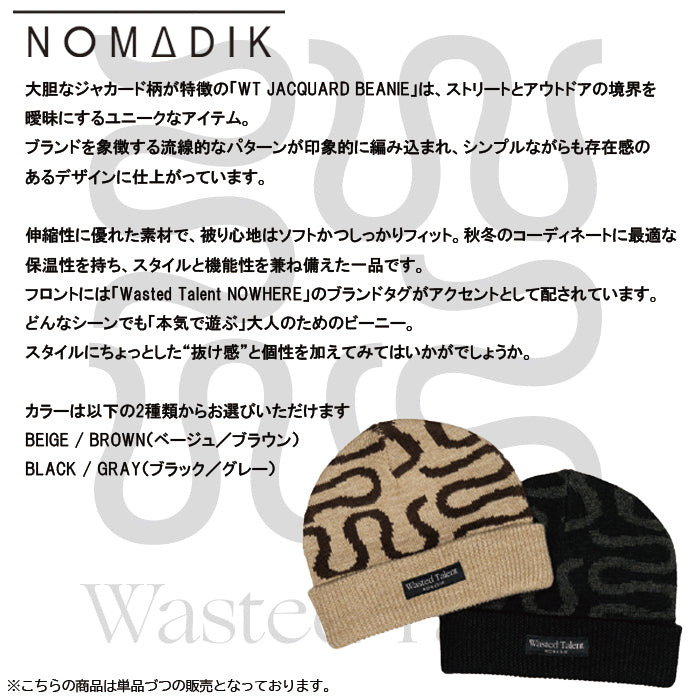 スノーボード ビーニー ノマディック NOMADIK WT JACQUARD BEANIE BK/GY 25-26 送料無料 日本正規品 予約商品 店頭受け取り可能