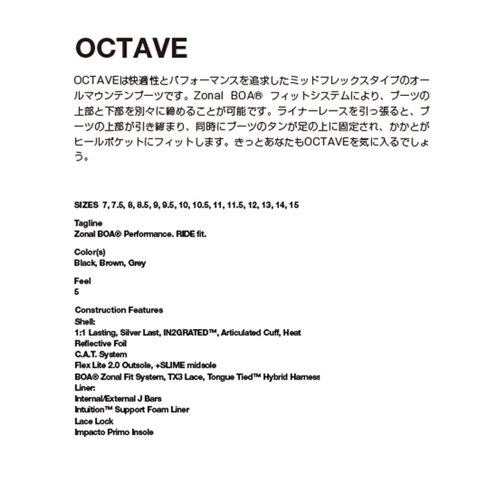 スノーボード ブーツ ライド RIDE OCTAVE GREY 25-26 送料無料 日本正規品