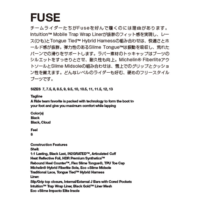 スノーボード ブーツ ライド RIDE FUSE ATLANTIC 25-26 送料無料 日本正規品