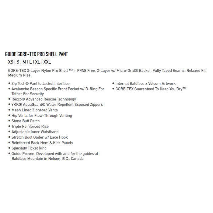 25-26 VOLCOM GUIDE GORE-TEX PRO SHELL PANT BGR-BLACK GREEN 25-26