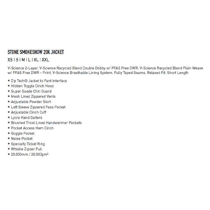 25-26 VOLCOM STONE SMOKESHOW 20K JACKET BLK-BLACK 25-26