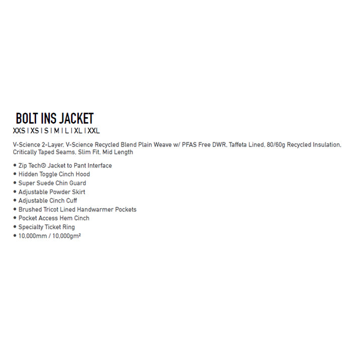 25-26 VOLCOM BOLT INS JACKET BNE-BONE 25-26