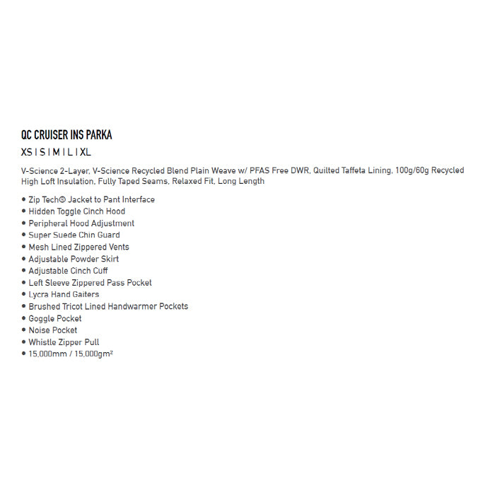 25-26 VOLCOM QC CRUISER INS PARKA HEN-HENNA 25-26