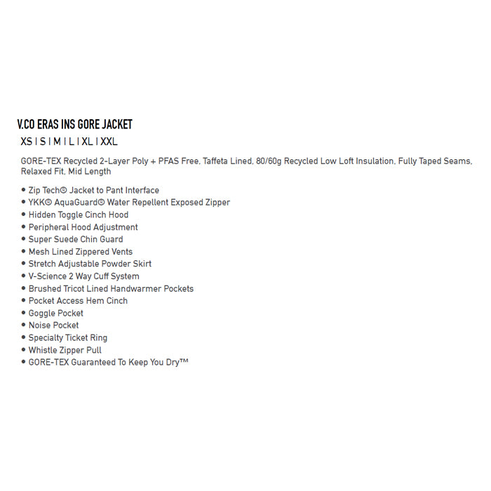 25-26 VOLCOM V.CO ERAS INS GORE JACKET BLK-BLACK 25-26