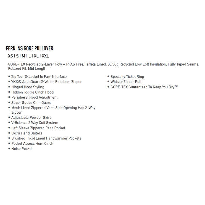 25-26 VOLCOM FERN INS GORE PULLOVER SUG-SPRUCE GREEN 25-26