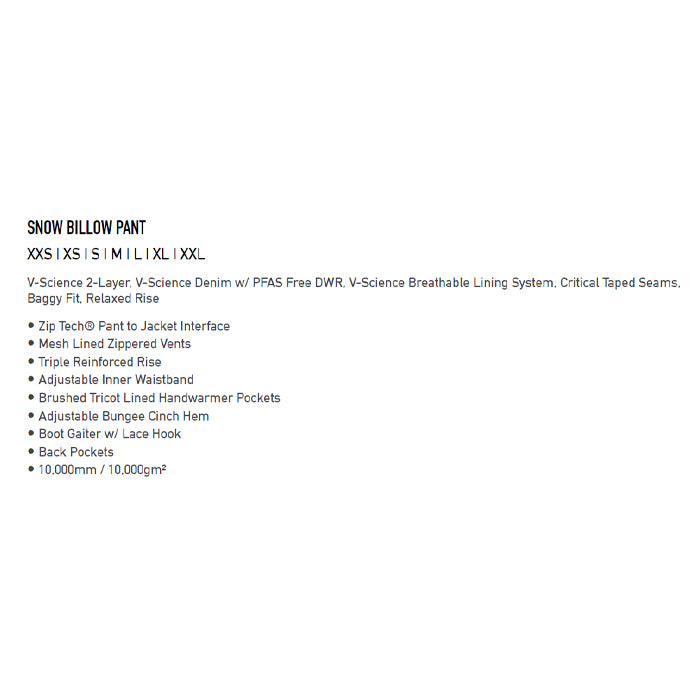 25-26 VOLCOM SNOW BILLOW PANT BGR-BLACK GREEN 25-26