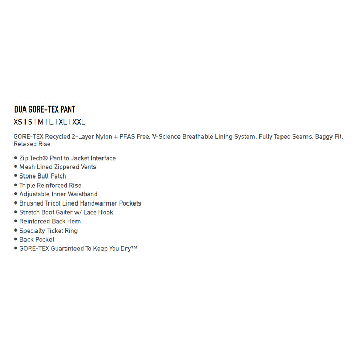 25-26 VOLCOM DUA GORE-TEX PANT BLK-BLACK 25-26