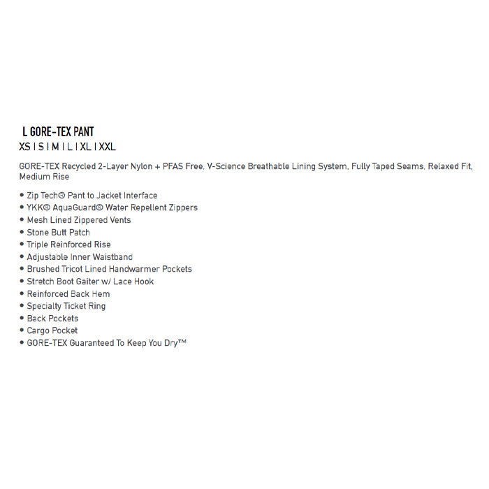 25-26 VOLCOM L GORE-TEX PANT BLK-BLACK 25-26