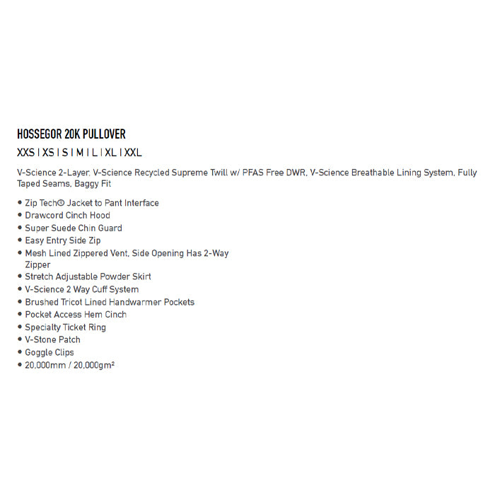 25-26 VOLCOM HOSSEGOR 20K PULLOVER BLK-BLACK 25-26