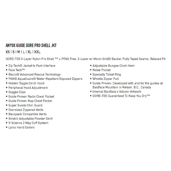 25-26 VOLCOM ANYOX GUIDE GORE PRO SHELL JKT BGR-BLACK GREEN 25-26