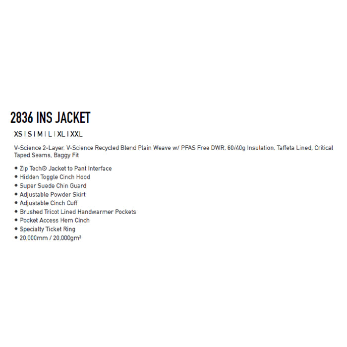 25-26 VOLCOM 2836 INS JACKET BLK-BLACK スノーボード 日本正規品 早期予約