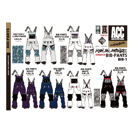 ACC ウェア エーシーシー BIB PNT ストレッチ BIB-1 BLK/CLOUD 26-27 スノーボードウェア 日本正規品