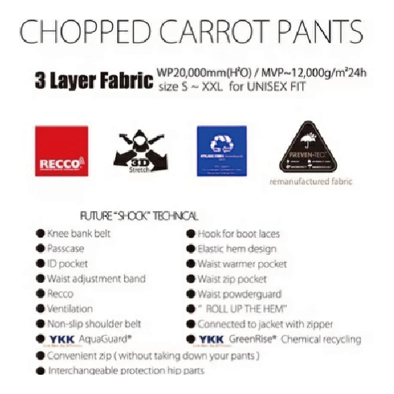 MTN,ROCK STAR ウェア マウンテン ロックスター CHOPPED CARROT PANTS ( 3layer fabric ) 26-27 スノーボードウェア 日本正規品
