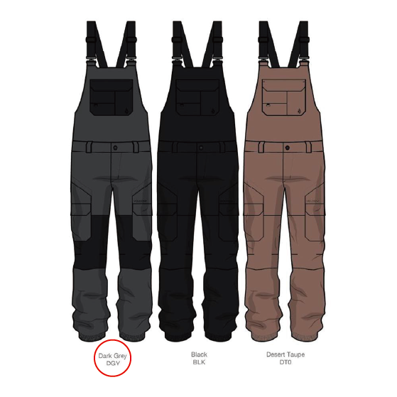 VOLCOM ウェア ボルコム CRESTON 3D STRETCH BIB DGY V_H1252651 26-27 スノーボードウェア 日本正規品