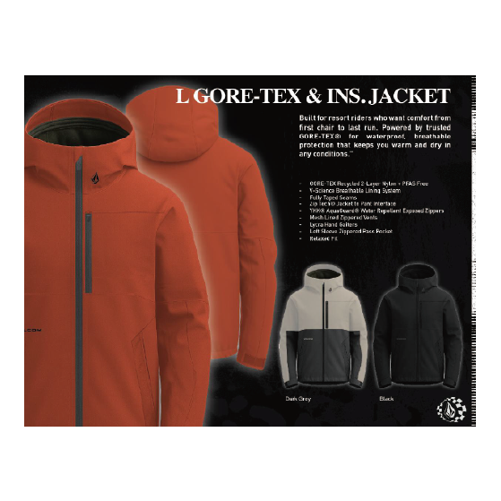 VOLCOM ウェア ボルコム L GORE-TEX JACKET DGY V_G0652653 26-27 スノーボードウェア 日本正規品