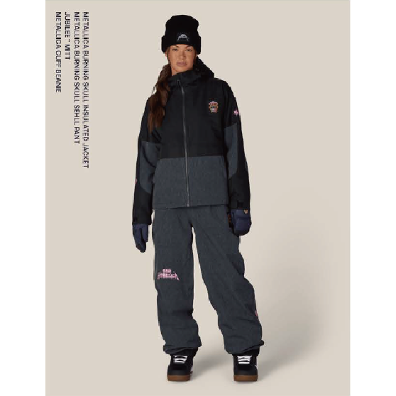 686 ウェア ロクハチロク WOMENS METALLICA BURNING SKULL INSULATED JACKET METALLICA BLACK COLORBLOCK M6WN348 26-27 スノーボードウェア 日本正規品