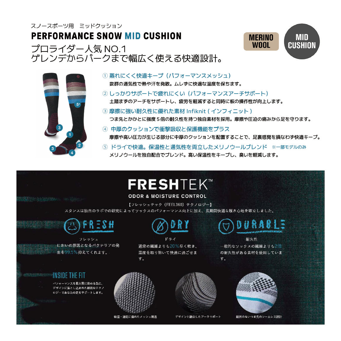 STANCE スタンス SOLID UL WOOL SNOW 25-26 スノーボード アクセサリー BLACK