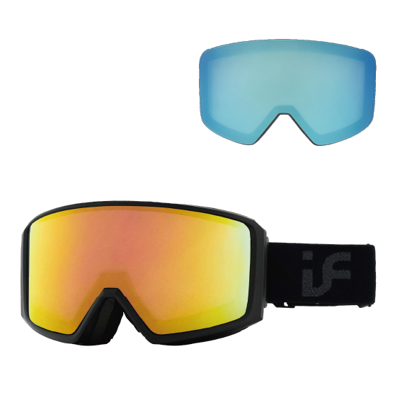 IF アイエフ T5 (5133PINK with rose gold 4 REVO) & スペアレンズ 25-26 スノーボード ゴーグル Matte Black
