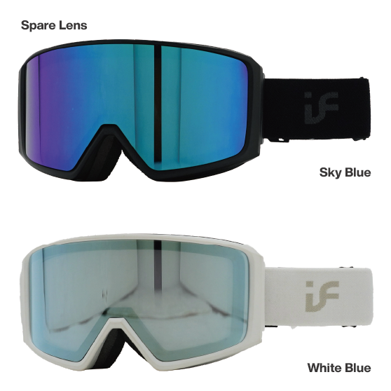 IF アイエフ T5 (1GRAY with ghcier blue REVO) & スペアレンズ 25-26 スノーボード ゴーグル Matte White