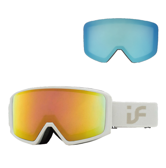 IF アイエフ T5 (5133PINK with rose gold 4 REVO) & スペアレンズ 25-26 スノーボード ゴーグル Matte White