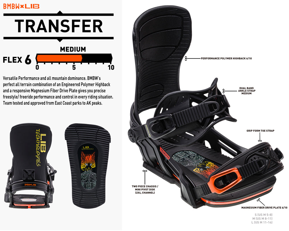 スノーボード ビンディング ベントメタル BENT METAL TRANSFER Black/Orange 23-24 送料無料 日本正規品 店頭受け取り可能