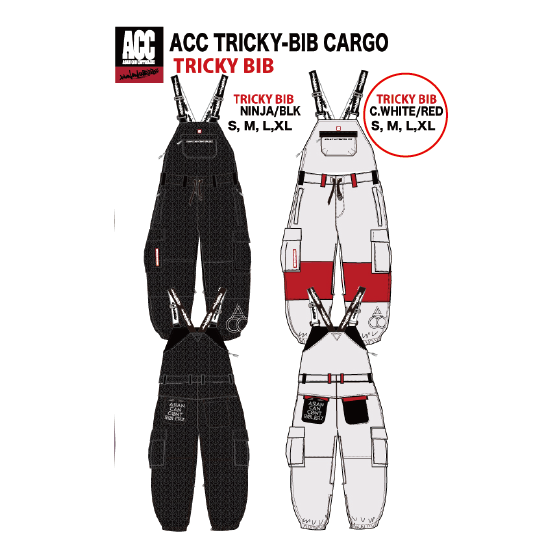 ACC ウェア エーシーシー TRICEY-BIB CARGO PNT TRICKEY -BIB CARGO C.WHT/RED 26-27 スノーボードウェア 日本正規品